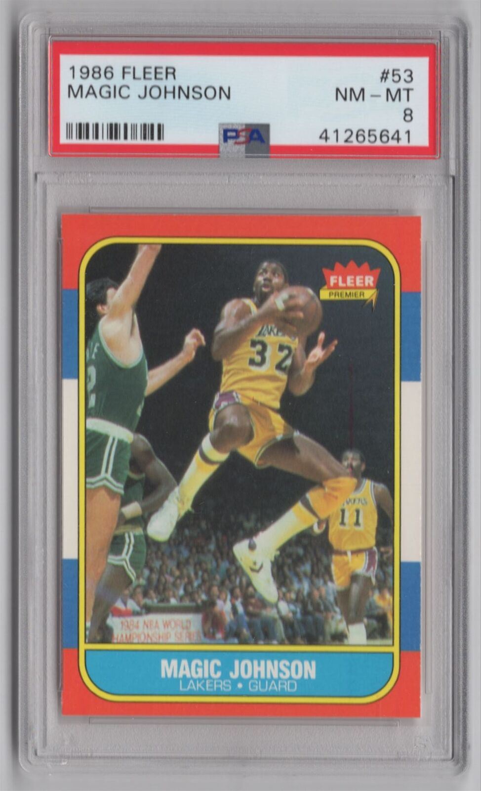 1986-87 Fleer Magic Johnson PSA 8 Los Angeles Lakers #53