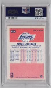 1986-87 Fleer Magic Johnson PSA 8 Los Angeles Lakers #53