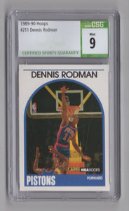 1989-90 Hoops Dennis Rodman CSG 9 Detroit Pistons #211