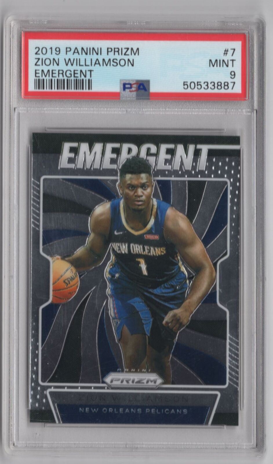 2019-20 Panini Prizm Emergent Zion Williamson RC PSA 9 New Orleans Pelicans #7