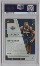 Load image into Gallery viewer, 2019-20 Panini Prizm Emergent Zion Williamson RC PSA 8 New Orleans Pelicans #7