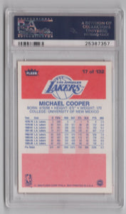 1986-87 Fleer Michael Cooper PSA 8 Los Angeles Lakers #17