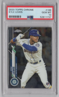 2020 Topps Chrome Kyle Lewis Batting 52811737 PSA 10 Seattle Mariners #186