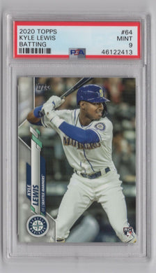 2020 Topps Kyle Lewis Batting RC 46122413 PSA 9 Seattle Mariners #64