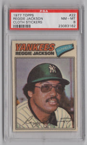 1977 Topps Cloth Stickers Reggie Jackson PSA 8 New York Yankees #22