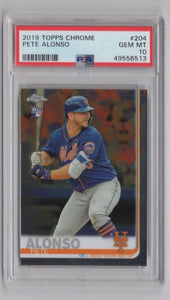 2019 Topps Chrome Pete Alonso RC 49556513 PSA 10 New York Mets #204