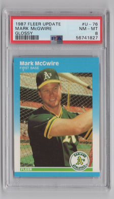 1987 Fleer Update Glossy Mark McGwire BB PSA 8 Oakland Athletics #U-76