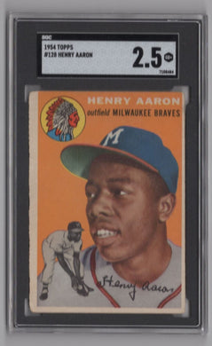 1954 Topps Henry Hank Aaron RC BB SGC 2.5 Milwaukee Braves #128