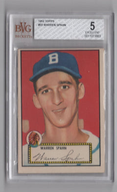 1952 Topps Warren Spahn BB BVG 5 Boston Braves #33