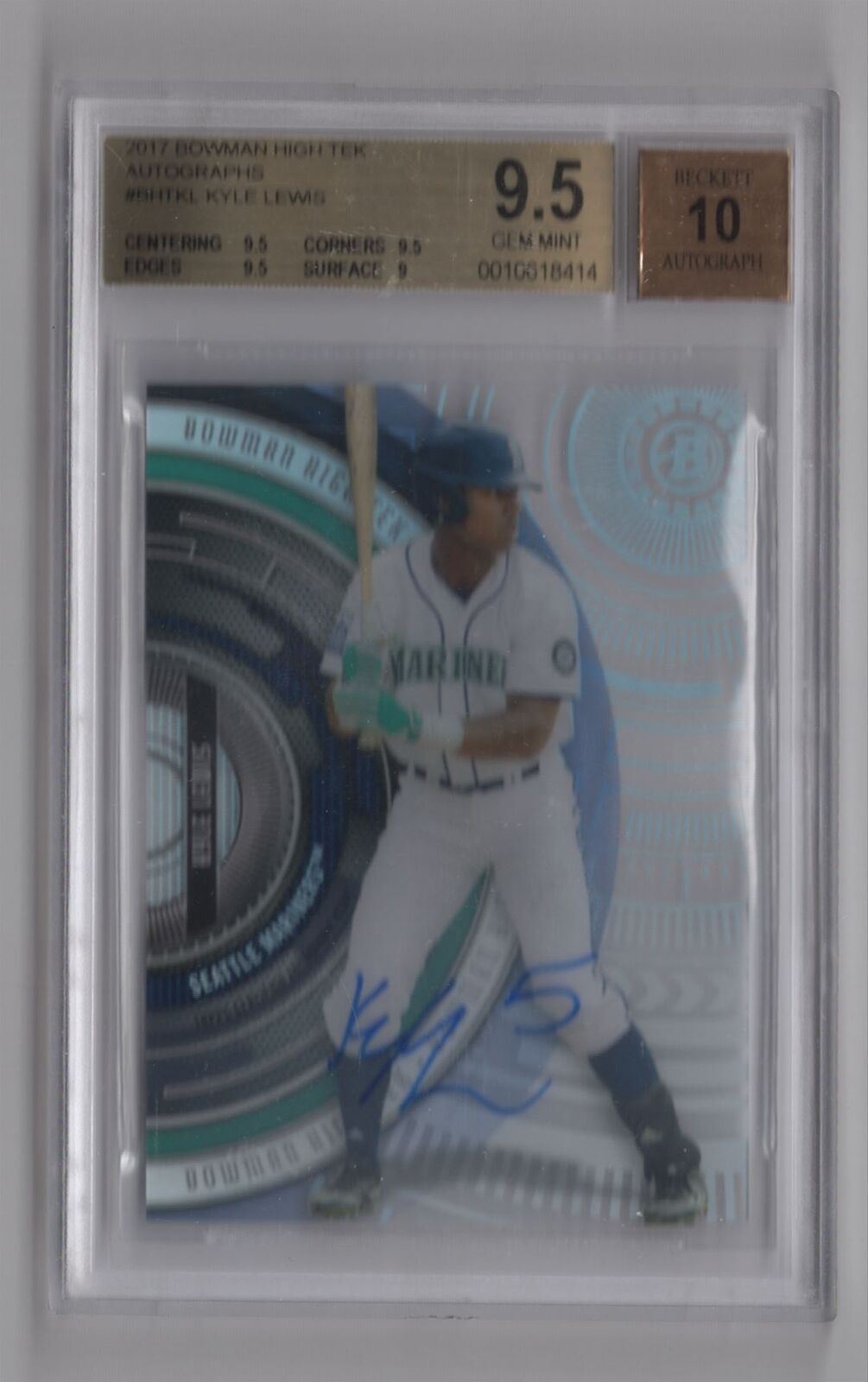 2017 Bowman High Tek Kyle Lewis Auto BB BGS 9.5 Seattle Mariners #BHTKL