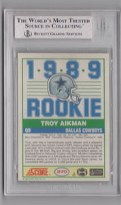 1989 Score Troy Aikman RC FB BGS 7.5 Dallas Cowboys #270