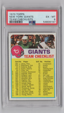 1973 Topps Team Checklist FB PSA 6 New York Giants