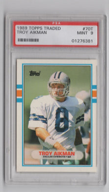 1989 Topps Traded Troy Aikman RC FB01276381 PSA 9 Dallas Cowboys #70T