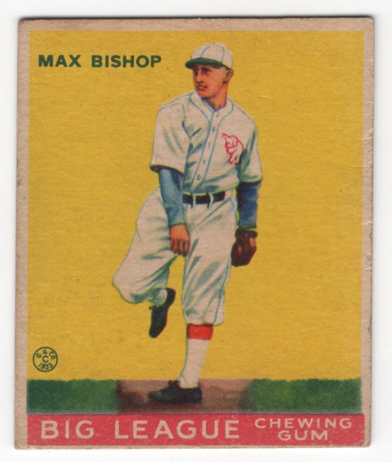 1933 Goudey BITW Max Bishop RC Philadelphia Athletics #61