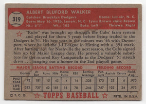 1952 Topps High BITW Al Rube Walker Brooklyn Dodgers #319