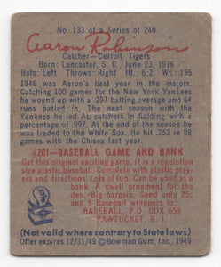 1949 Bowman BITW Aaron Robinson Brooklyn Dodgers #133