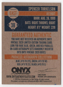 2020 Onyx Vintage Extended Spencer Torkelson Detroit Tigers #/275