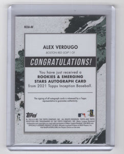 2021 Topps Inception Rookie and Emerging Star Autographs Orange Alex Verdugo