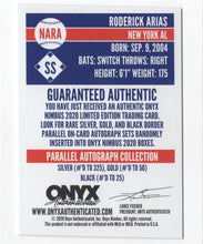 Load image into Gallery viewer, 2020 Onyx Nimbus Roderick Arias Auto /325 New York Yankees #NARA