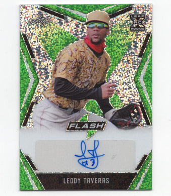 2020 Leaf Flash Green Leody Taveras RC Auto 23/25 Texas Rangers #BA-LT1