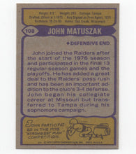 Load image into Gallery viewer, 1979 Topps John Matuszak Oakland Raiders #108
