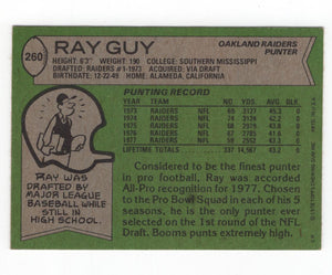 1978 Topps Ray Guy Oakland Raiders #260