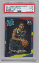 Load image into Gallery viewer, 2017-18 Panini Optic Red/Yellow Donovan Mitchell RC PSA 9 Jazz #188