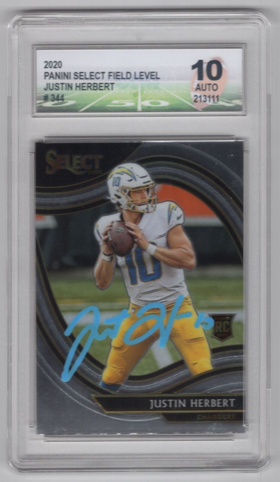 2020 Panini Select Field Level Justin Herbert RC Auto BGS Chargers #344