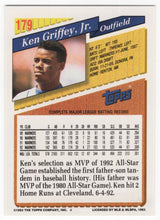 Load image into Gallery viewer, 1993 Topps Gold Ken Griffey Jr. Seattle Mariners #179