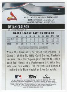 2021 Bowman Platinum Dylan Carlson RC St. Louis Cardinals #86