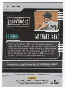 2020 Panini Chronicles Playbook Michael King RC Auto New York Yankees #PA-MK