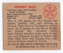 Load image into Gallery viewer, 1950 Bowman Johnny Mize New York Yankees #139