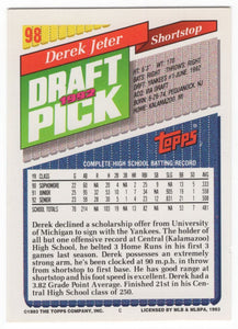 1993 Topps Derek Jeter RC New York Yankees #98