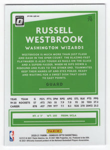 2020-21 Donruss Optic Purple Shock Russell Westbrook Washington Wizards #70